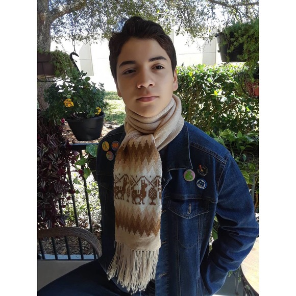 Peruvian Hat (Chullo) and Scarf One Piece Alpaca and Sheep Wool - Picture 3 of 4